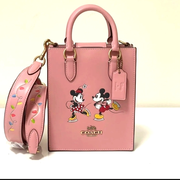 NWT Coach CN023 Disney X Coach North South Mini Tote with Ice Skate Motif Blush - Picture 1 of 5